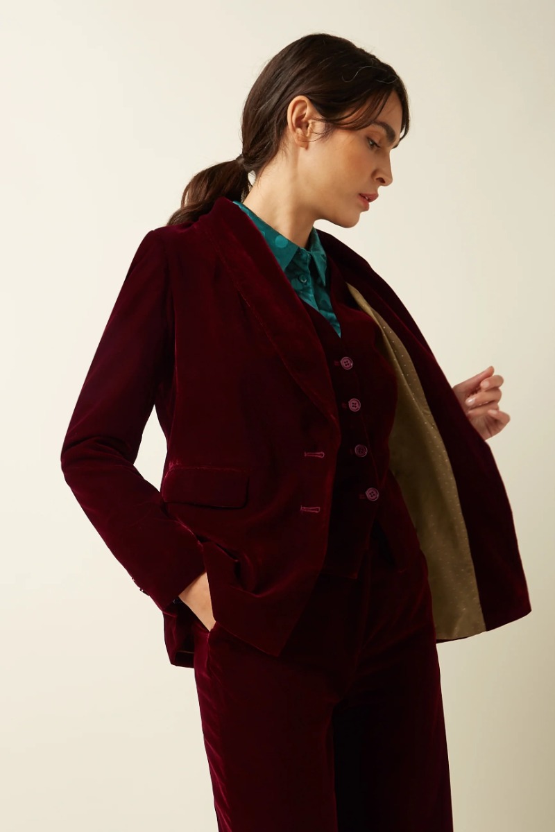 Brooke Blazer Gamine Velvet Bordeauxrood