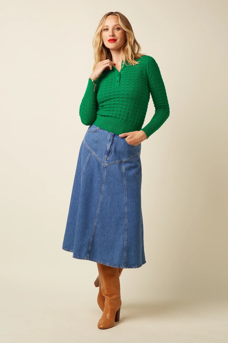 Polo Top Avel Knit Meadow Groen