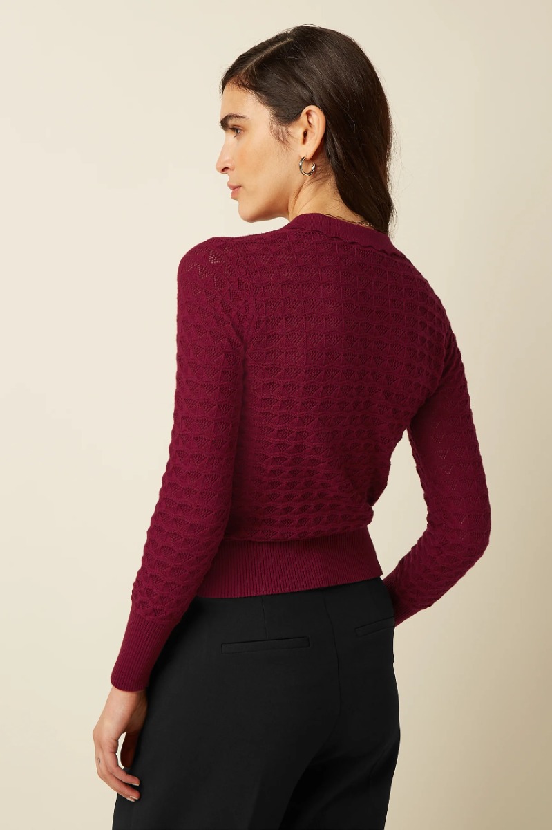 Polo Top Avel Knit Rhubard Rood