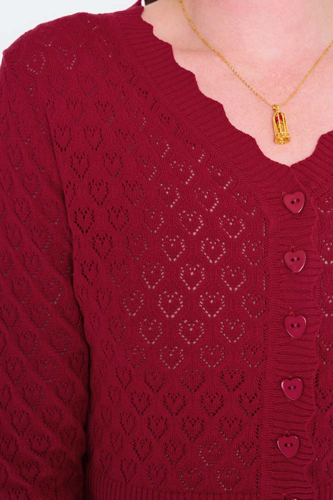 Heart and Ribbon Cardigan Rood