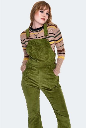 Corduroy Overall Style Jumpsuit groen