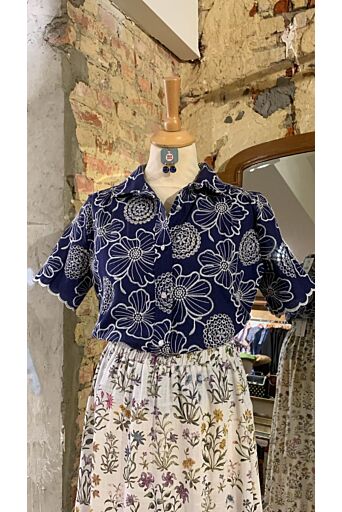 Montmarte Blouse Calina Broderie Blauw