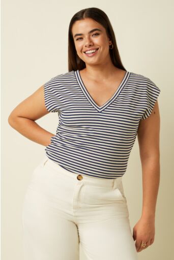 Double V Top Mariniere Blauw