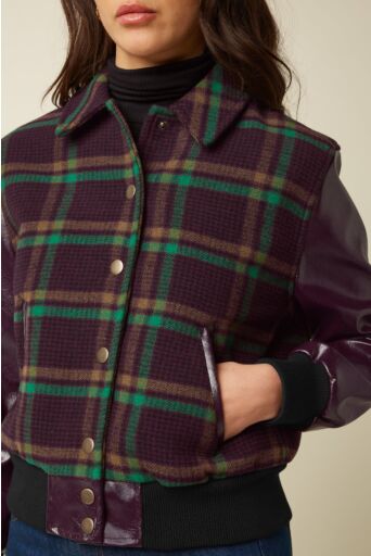 Billie Baseball Jacket Vera Check Porto Rood