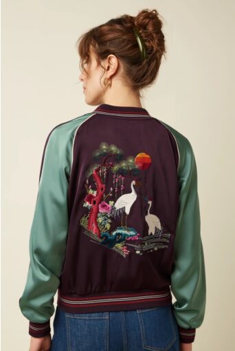 Bomber Jacket Dusk Satin Grape Rood