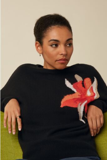 Valentina Top Rime Zwart