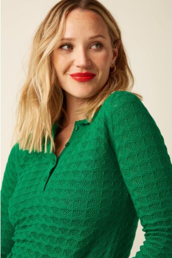 Polo Top Avel Knit Meadow Groen