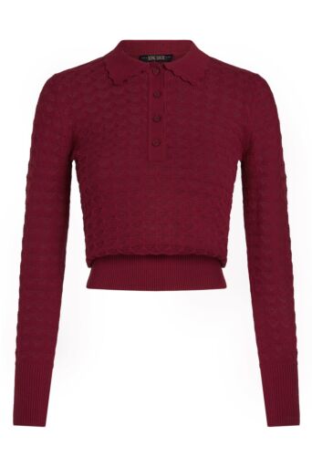 Polo Top Avel Knit Rhubard Rood