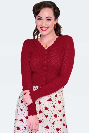 Heart and Ribbon Cardigan Rood