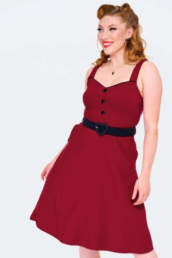 Heart Buckle Flare Kleedje Rood