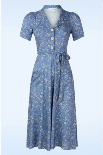 Revers Kleedje Midi Antibes Blauw