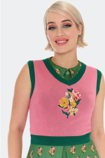 Cat Kitted Gilet Roze