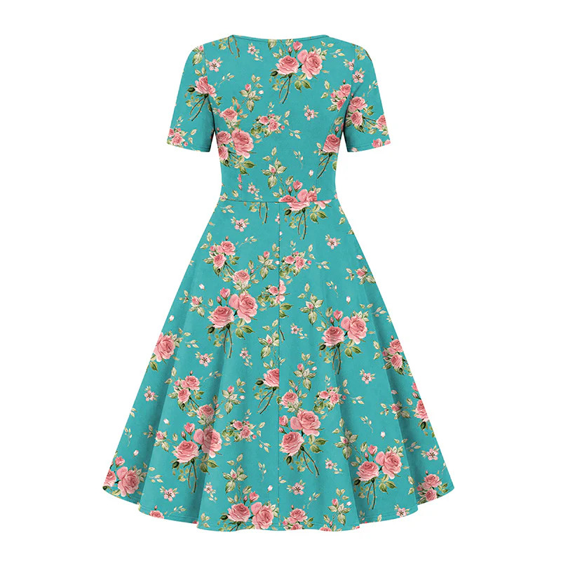 Betty Kleedje Pink Roses Teal