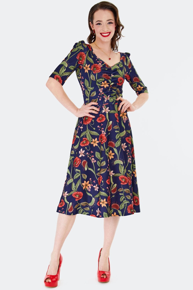 Venus Flytrap Flare Kleedje Blauw