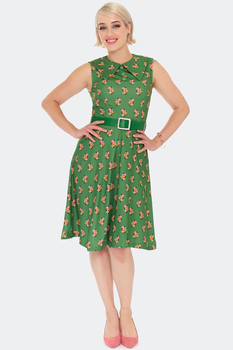 Cat Collared knit Kleedje Groen