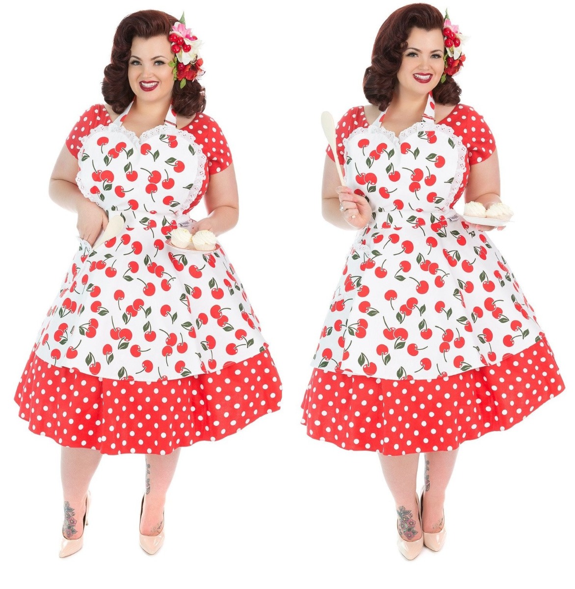 Cherry Bakes Well Sweetheart Aprons