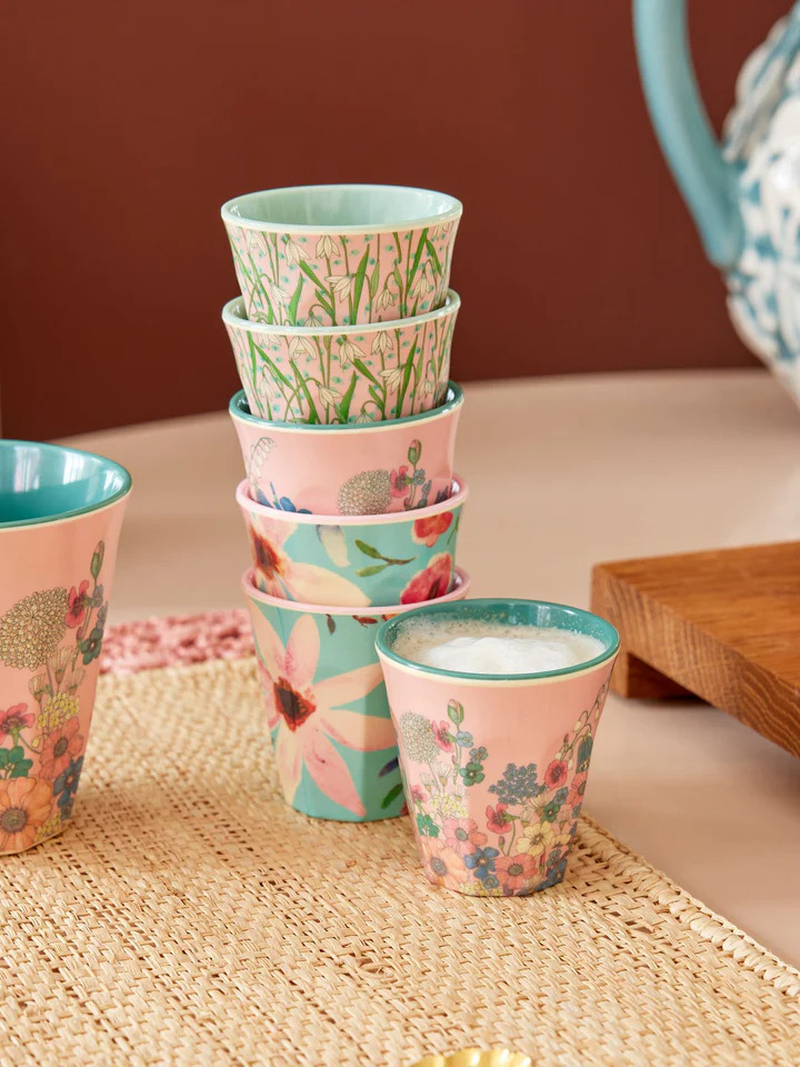 Melamine Espresso Cups with Flowers