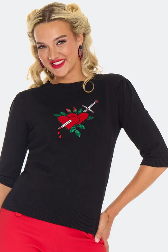 Heart & Dagger Truitje Zwart