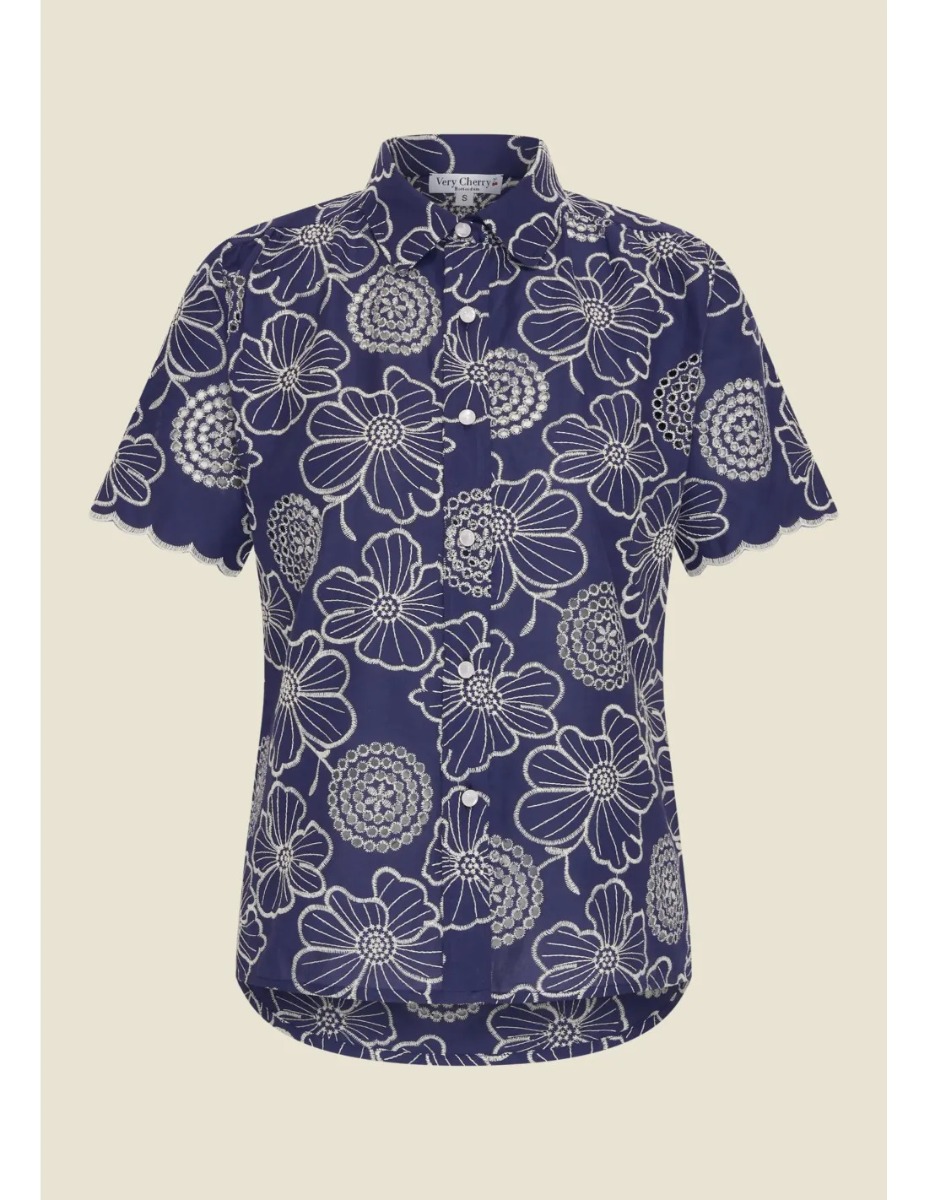 Montmarte Blouse Calina Broderie Blauw