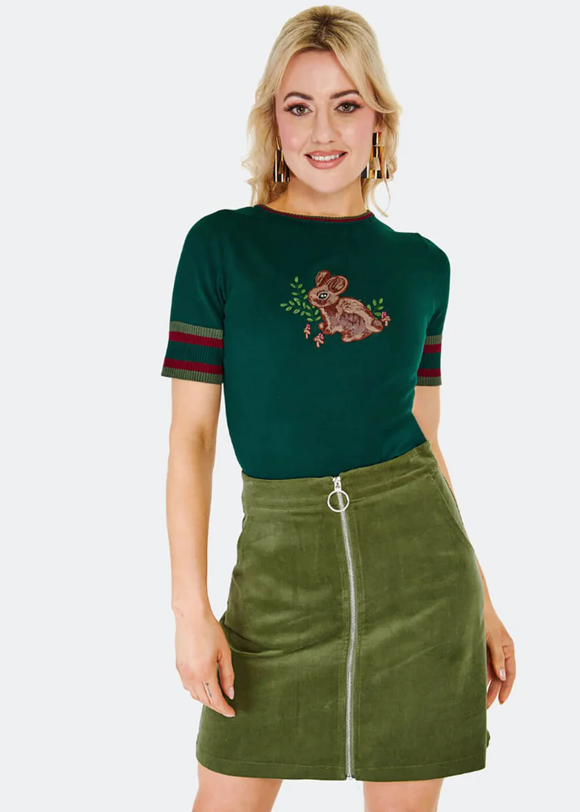 Forest Bunny Embroidered Sweater 